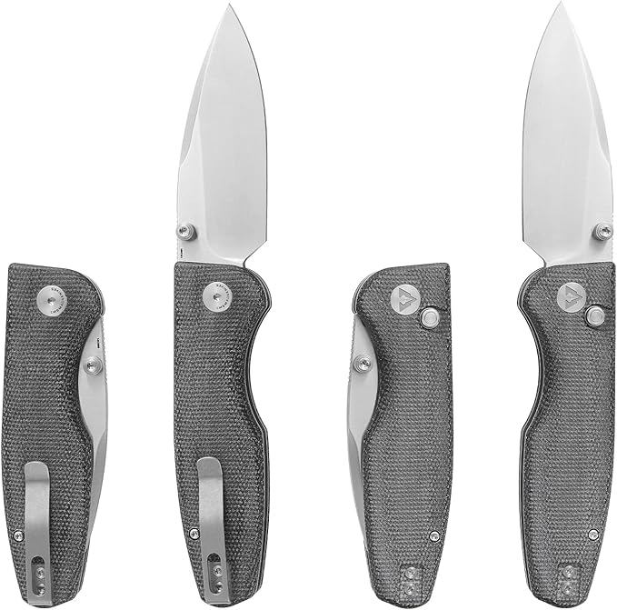 CMB Predator V3 Pocket Folding Knife for EDC with 3.42" Micarta Handle 14C28N Steel Blade Camping Hiking Knife with Pocket Clip for Men Women CMB-19 (CMB-19C)