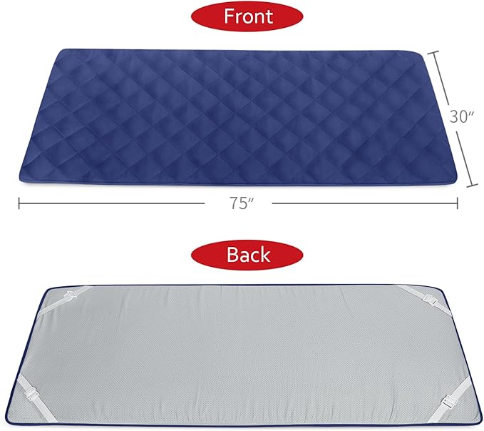 Cot Mattress Pad Topper Non-Slip Super Soft Comfortable Sleeping Pad 75"x30" for Camping Cot/Rv Bunk/Narrow Twin Beds, Navy