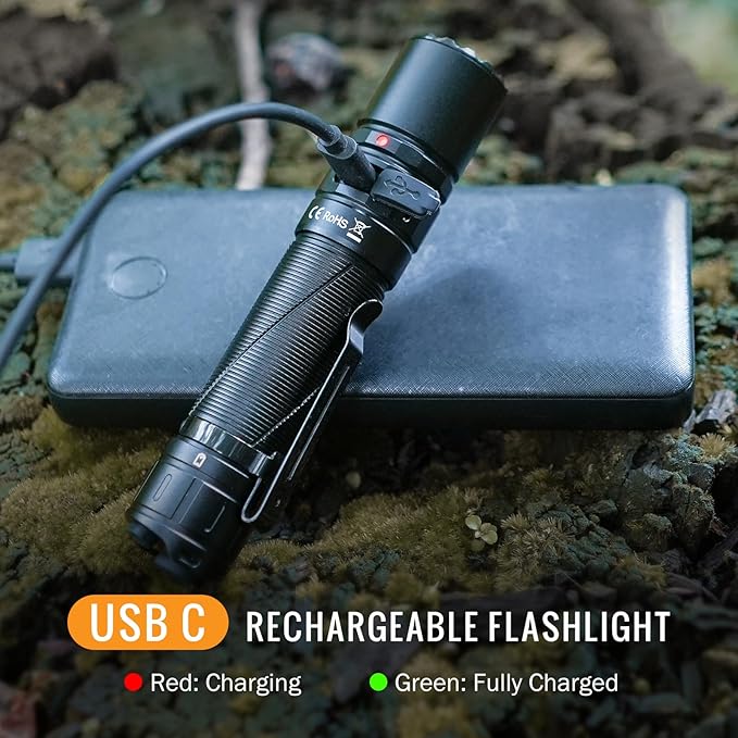Sofirn SK30 Tactical Flashlight Rechargeable 3000 High Lumens Pocket Flashlight Dual Switches 6 Modes Super Bright IP68 LED Flashlight for Camping, Home, Emergency, Rescue, Hunting, Inspection, Repair