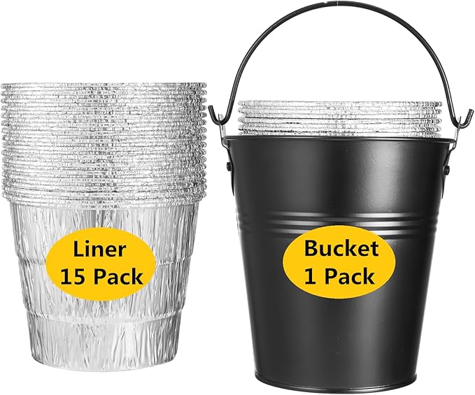 HDW152 Grease Bucket with 15 Pack BAC407 Grease Bucket Liner for Traeger Grills,Drip Liner Drip Pan for Traeger Pro Series 575/780, 20/22/34, Ironwood 650/885 Grills,Pit Boss Pellet Grill Smoker