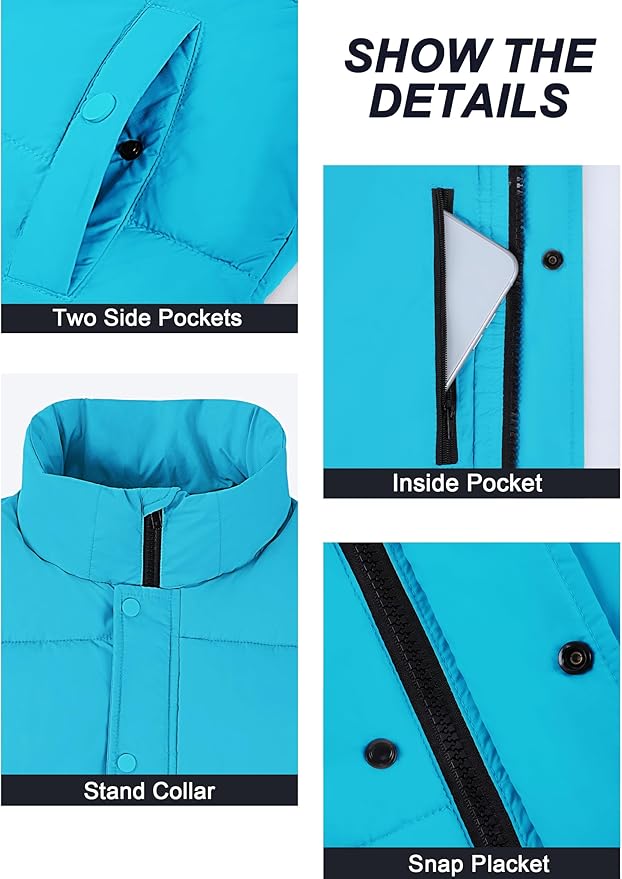 Fengbay Womens Puffer Vest Sleeveless Puffy Cropped Vests Stand Collar Vest Lightweight Bubble Quilted Vests Trendy 2025