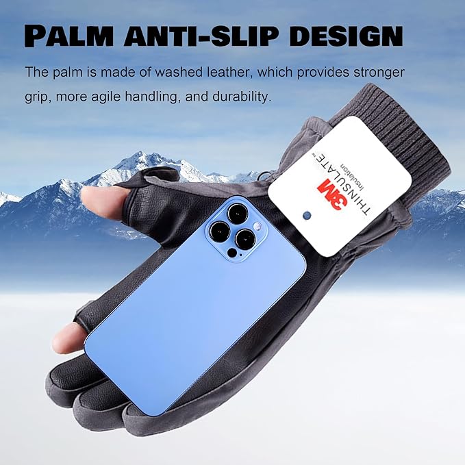 Winter Gloves for Men Women - Touchscreen Thermal Windproof Waterproof Cold Weather Gloves for Dog Walking