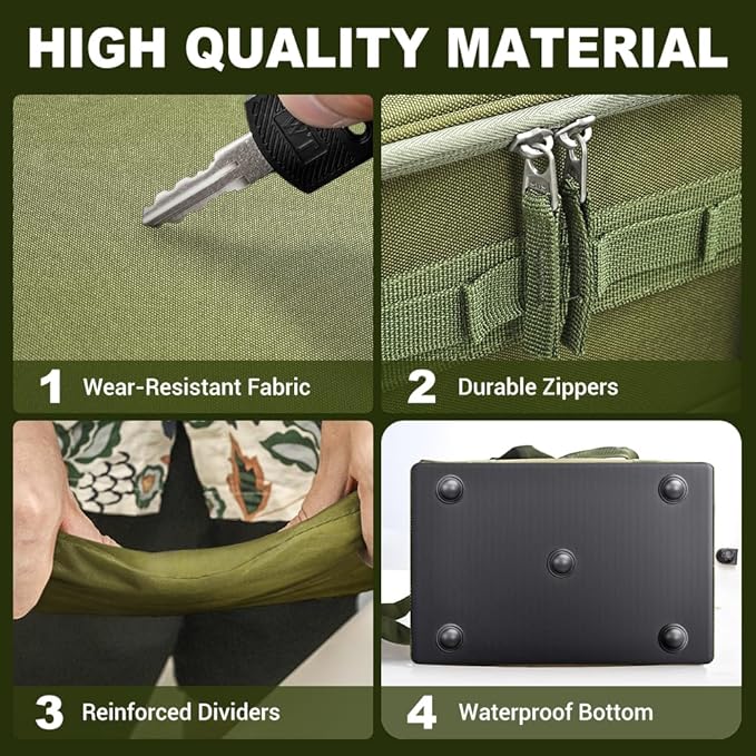 FUNANASUN Multi-Functional 40L Tactical Camping Storage Bag with Customizable Compartments & MOLLE System for Camping, Hiking, and Vehicle Organization