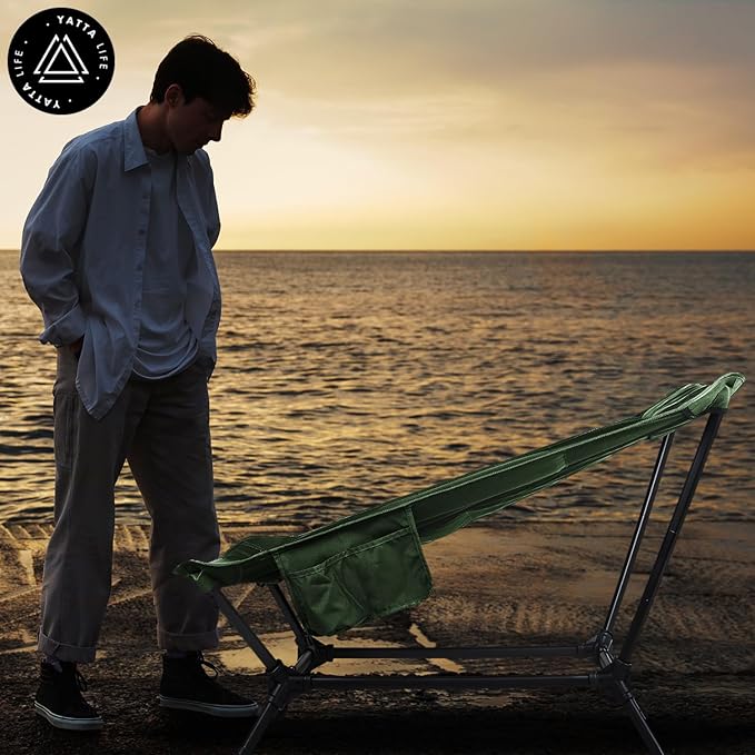 Low Back Folding Camping Chairs for Adults with Storage Pouches & Carrying Case - Foldable Lawn Chairs, Beach Chair, Fishing Chair, Portable Lightweight Outdoor Chair. (Khaki)