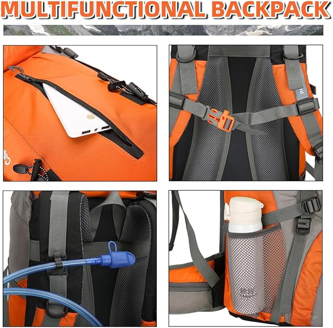 70L Hiking Backpack with Rain Cover Lightweight Travel Backpack Waterproof Camping Backpack
