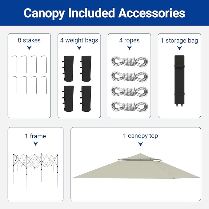 Favofamilie13x13 FT Pop Up Canopy, Instant Setup Gazebo with Wheeled Carry Bag, 4 Sandbags & 4 Ropes, UV-Resistant Top, Heavy Duty Outdoor Shelter for Backyard Camping Events, Khaki