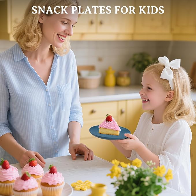 5.5Inches Handy Appetizer Plates Set of 8 - Small Wheat Straw Plates 5.5 Inches for Sidedishes - Unbreakable Snack Plate Sets for Indoors and Outdoors Colorful Series
