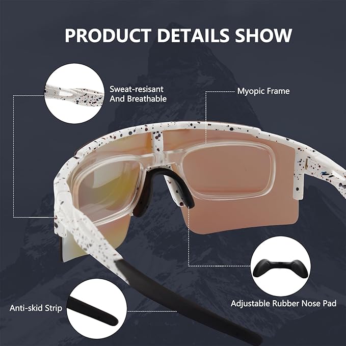 OULAIQI Cycling Sunglasses Polarized Sunglasses for Cycling Men Women with 1 Lens or 3 Interchangeable Lens Baseball Glasses