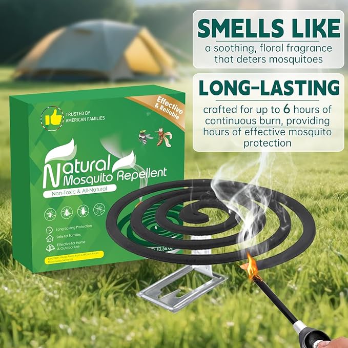 Extra Strong Mosquito Repellent Coils, 24 Pack Large Outdoor Coils, Long Lasting for Yard, Patio, Camping, Garden, Deck & BBQ Areas