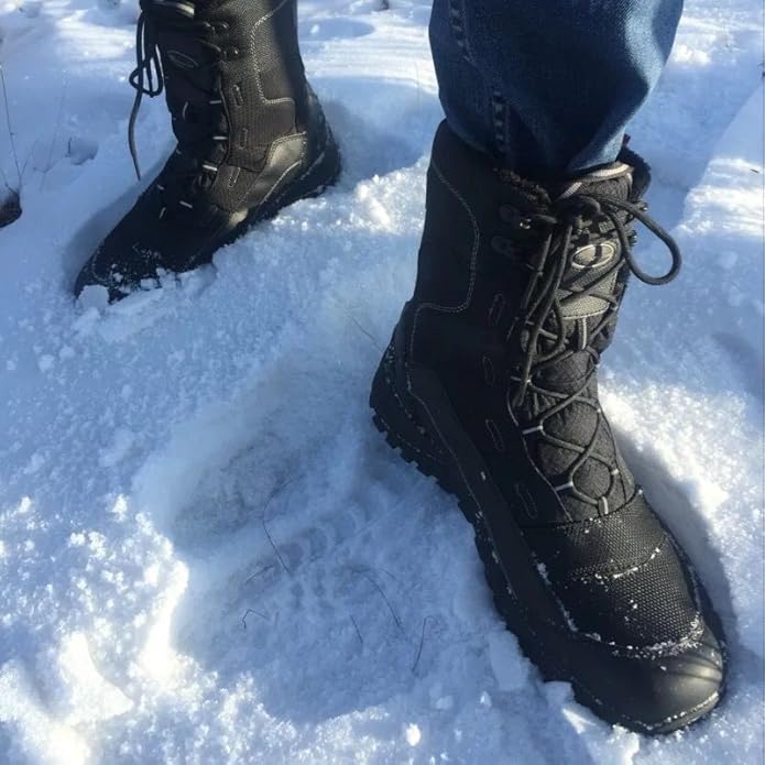 ROCKMARK Men's Winter Snow Boots Outdoor Warm Mid Calf Waterproof Durable Boot Non-Slip Warm Climbing Shoes