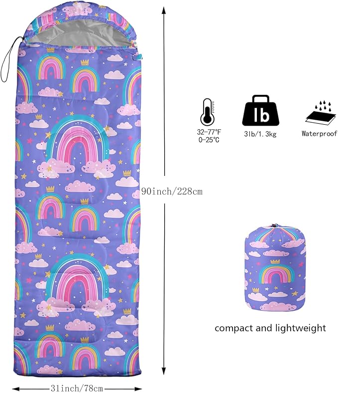 Sleeping Bags for Girls Adults, 3 Season Warm Cool Weather,Lightweight Waterproof Sleeping Outdoors, Camping Gear Equipment