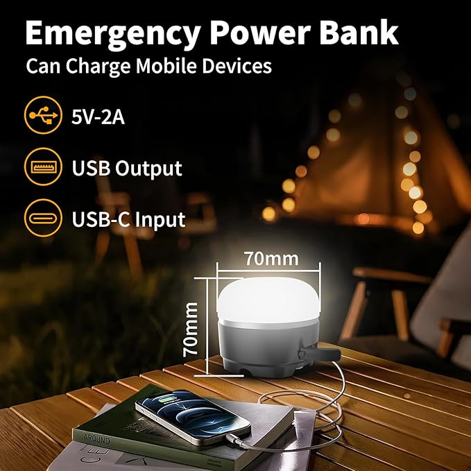 1000LM Rechargeable Camping Lantern, 110H Runtime Compact Portable Tent Light with 5 Brightness Levels, Magnetic Base, IPX4 Waterproof Emergency Hanging Light for Power Outage, Hurricane, Camping