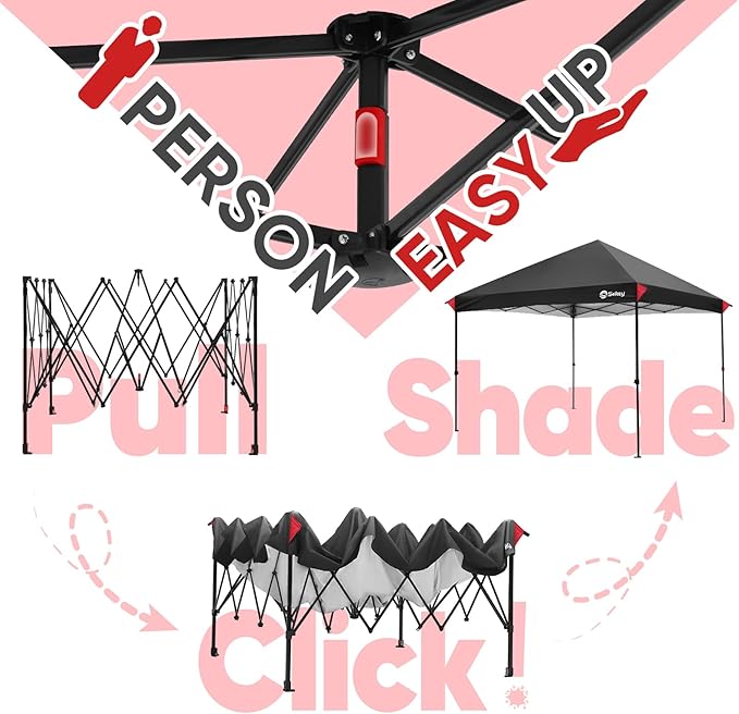Sekey 10x10 Pop Up Canopy with One Push Setup-Easy Up Canopy with 99% UV Blocking - Instant Outdoor Sun Shade for Events, Parties, Camping- Commercial Gazebo with Weight Bags,Wind Proof&Waterproof