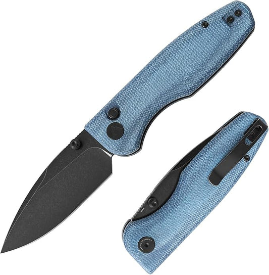 CMB Predator V3 Pocket Folding Knife for EDC with 3.42" Micarta Handle 14C28N Steel Blade Camping Hiking Knife with Pocket Clip for Men Women CMB-19 (CMB-19E)