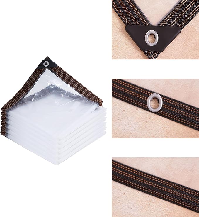 6' x 10' Clear Poly Tarp Heavy Duty with Grommets for Henhouse Porch Greenhouse Camping