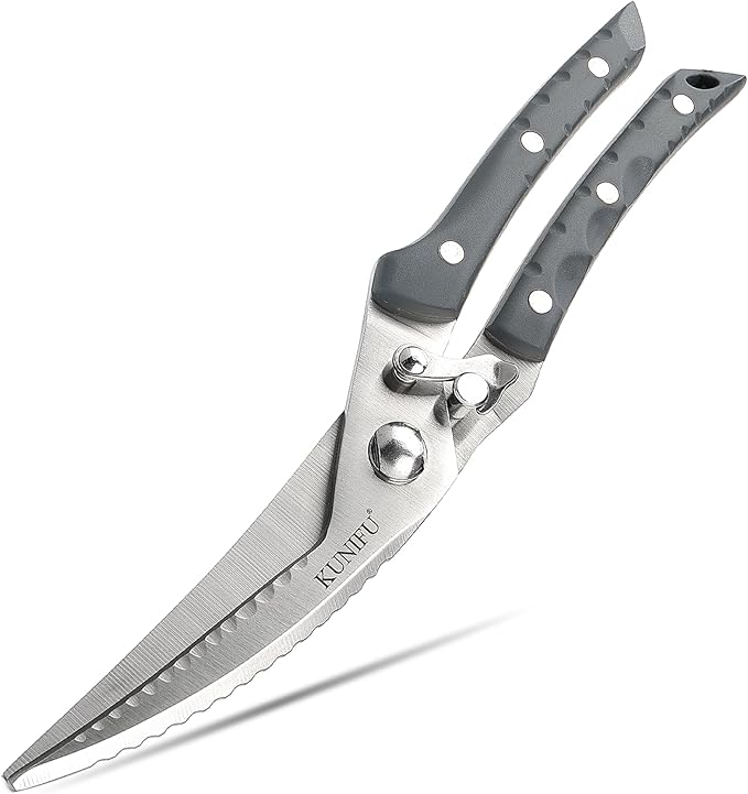 KUNIFU Poultry Shears, All Purpose Heavy Duty Kitchen Scissors For Food Turkey Meat Chicken Herbs, Cooking Scissors Utensils, Kitchen Gadgets Gray