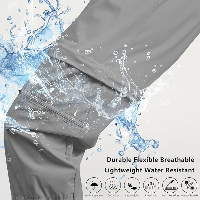 smawell Women's Hiking Pants Convertible Lightweight Zip-Off Outdoor Pants Quick Dry Joggers with Pocket