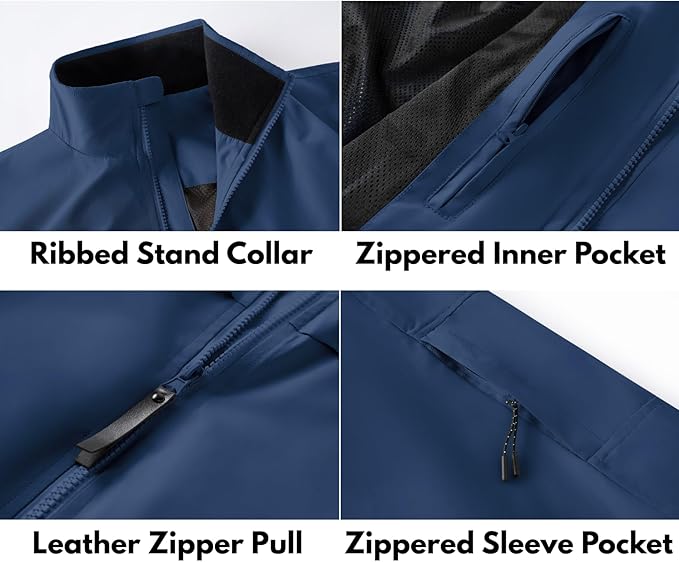 COOFANDY Mens Lightweight Bomber Jackets Stand Collar Windbreaker Softshell Jacket Zip Up Coat for Fall Outdoor