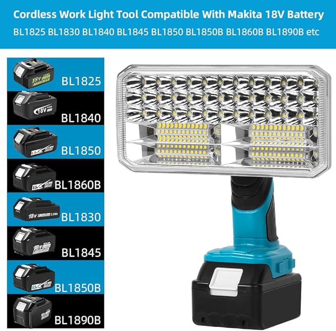 40W Cordless 4200LM LED Flashlight for Makita 18V Lithium-ion Battery, 9" Zinc Alloy Handheld Work Light with USB Charger Port for Camping, Hiking, Climbing, Job Site, Indoor & Outdoor Use