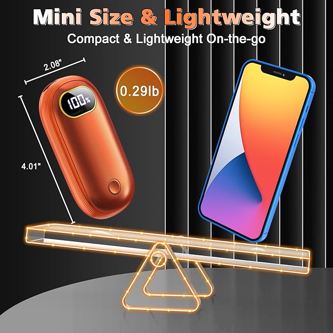 Hand Warmers Rechargeable - Electric Hand Warmers Rechargeable 2 Pack Heat Up to 131℉ with 18Hrs Warmth, Electronic Portable Pocket Heater for Golf Raynauds Camping, Gifts for Women Man