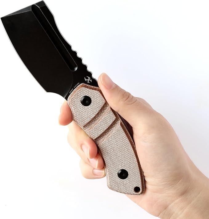 KANSEPT Knives Korvid S Fixed blade Knife with 2.9''14C28N Blade Cleaver Brown Micarta Handle, Kydex Sheath for Everyday Carry G2030A4