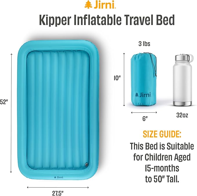 Kipper Toddler Travel Bed | New Pump System | Ultra-Lightweight & Super Durable Toddler Air Mattress | Compact Kids Air Mattress | Eco-Friendly Inflatable Kids Bed | Travel Cot Airbed