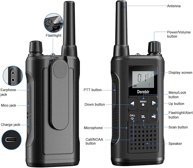 Walkie Talkies Long Range for Adults-4 Pack Rechargeable Walkie Talkies 22 FRS Channels 2-Way Radios with NOAA Weather Alert,VOX,Flashlight and 1500mAh Li-ion Battery for Family Camping Hiking