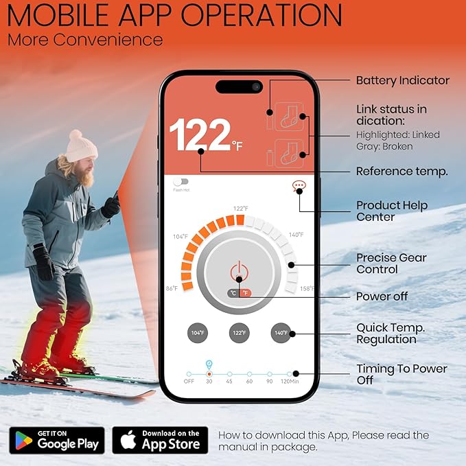 Heated Socks, 14-Hour Runtime & 10000mAh Rechargeable Heated Socks for Men, Electric Socks for Women, Heated Ski Socks for Winter, Hunting, Skiing, Snowboarding, Fishing, Work