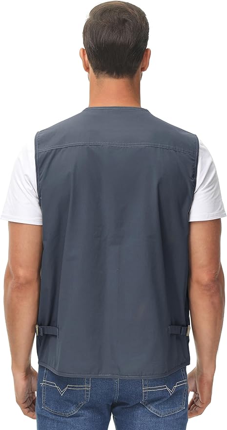 Lentta Men's Fishing Vest Summer Outdoor Lightweight Work Photo Vest 16 Pockets