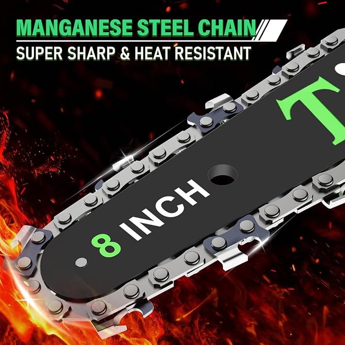 Tietoc Mini Chainsaw 8 inch Cordless with 2x 4000mAh Batteries, Battery Powerd Chain saw with Oiler, Lightweight Handheld Saw for Hous