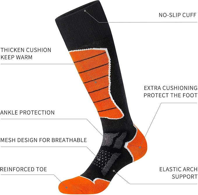 CS CELERSPORT 2/3/4 Pack Ski Socks for Men and Women Skiing, Snowboarding, Winter Performance Socks