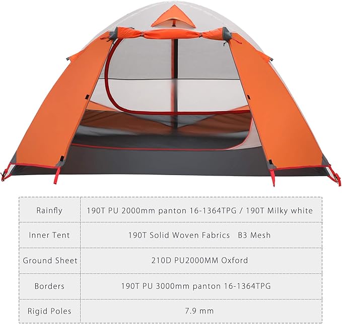 Moon Lence Professional Camping Tent 2 Person Tent Backpacking Tent, Water & Wind Proof Ultralight Equipment for Mountaineering Backpacking & Hiking, Porch Double Layer, Aluminum Alloy Pole