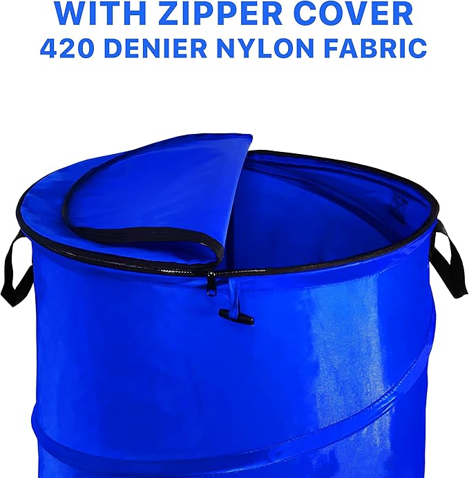 33 Gallon Capacity Large Durable Waterproof Combo pop up Recycle and Trash Collapsible Garbage containers, cans with Zipper Cover Great for Outdoor Indoor use -Camping, Party, Backyard, Beach