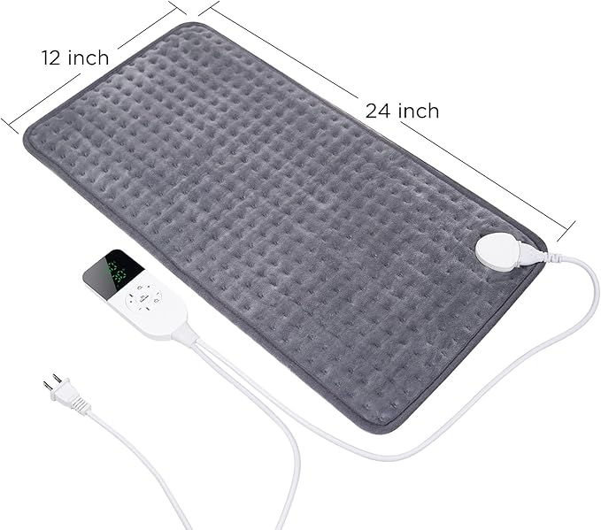 Large Electric Heating Pad for Back Pain and Cramps Relief Heat Therapy Pad for Shoulders Neck - Auto Shut Off & Fast Heating -Safety Heated Pad Fits Women and Men (12"x24")