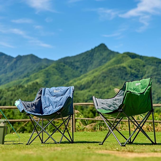 PORTAL 32In Extra Wide Camping Chair for Adults, Oversized Folding Chair with Cup Holder & Carry Bag, Heavy-Duty Outdoor Chair Supports 350 lbs, Portable for Camping, Lawn, Patio
