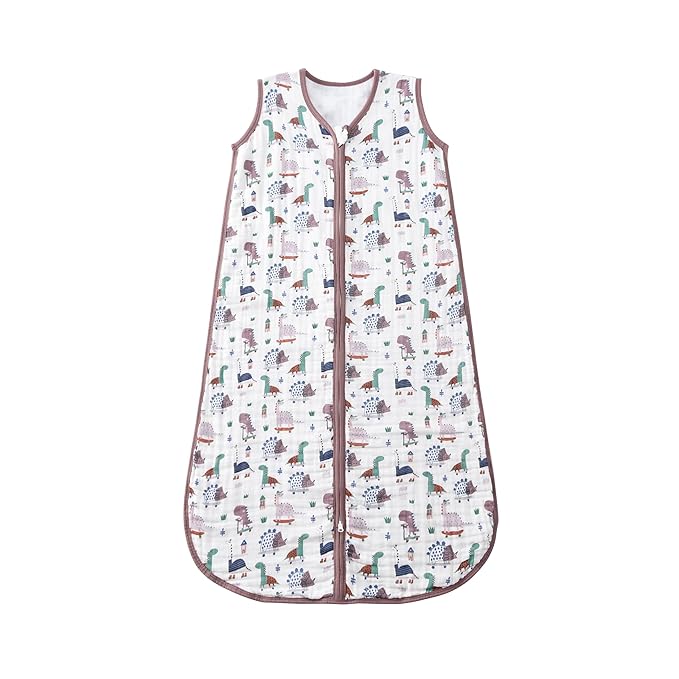 Baby Sleep Sack 2-4 T Baby Wearable Blanket 100% Organic Cotton 0.5 TOG Toddler Sleep Sacks 2- Way Zipper Soft 4 Layers 2T 3T 4T Dinosaur