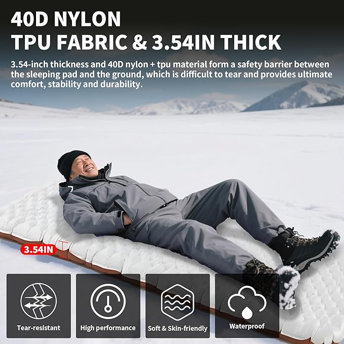 TENPLAY 4.7 Inch Thick Sleeping Pad with 7.2 R-Value, Ultralight and Portable Sleeping Mat with Pump Sack, Air Mattress for Camping