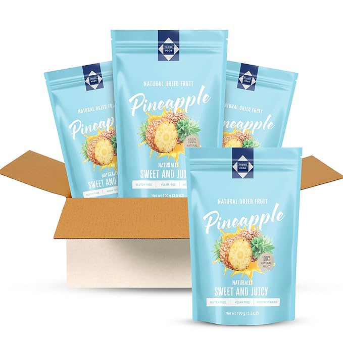 Natural Dried Pineapple – Premium Quality, Naturally Sweet & Juicy, Soft & Chewy, Gluten-Free, Vegan, Healthy Snack Option, High in Vitamins, 10.5 OZ (300gram) – Authentic Taste of Thailand (Pack of 3)