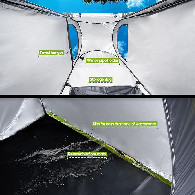 NEVERLAND Pop up Privacy Shower Tent - Portable Changing Shower Tent, Dressing Room, Bathroom, Outdoor Rain Shelter for Camping, Hiking, Beach (Green)