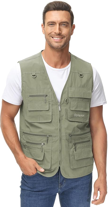 Lentta Men's Fishing Vest Summer Outdoor Lightweight Work Photo Vest 16 Pockets