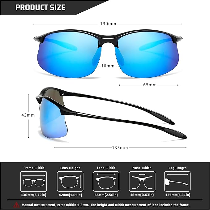 SUNGAIT Ultra-light Sports Sunglasses Rimless Polarized Sun Glasses for Men Fishing Running UV400 Protection