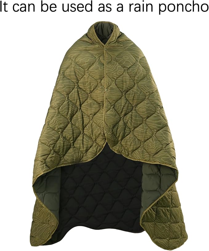LOOGU Camo Blanket Waterproof Insulation Poncho Liner for Outdoor Camping, Hiking, Hunting, Survival, Backpacking, Picnicking