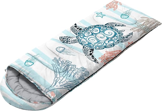 HOSIMA Cartoon Axolotl Sleeping Bags for Kids 10-12,Blue Cartoon Kids Sleeping Bags for Girls Boys,Compact Sleeping Bag for Camping Essentials and Hiking.