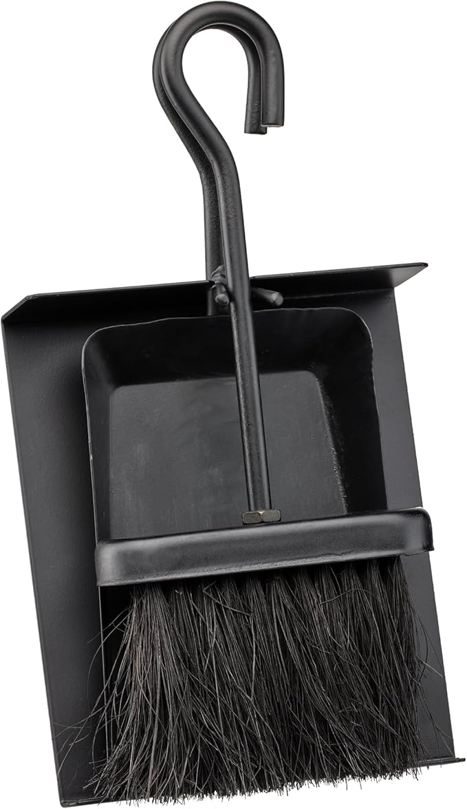 UniFlame Black Fireplace Ash Shovel and Brush Set with Pan