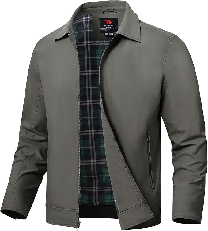 TBMPOY Men's Lightweight Jackets Casual Windbreaker Stylish Light Fall Spring Golf Work Dress Business