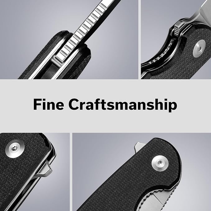 SENCUT Omniform Folding Pocket Knife for Men, Camping Knife with Micarta Handle and 3.65" 9Cr18MoV Blade, Large EDC Knife for Outdoor S23064-2(Black)