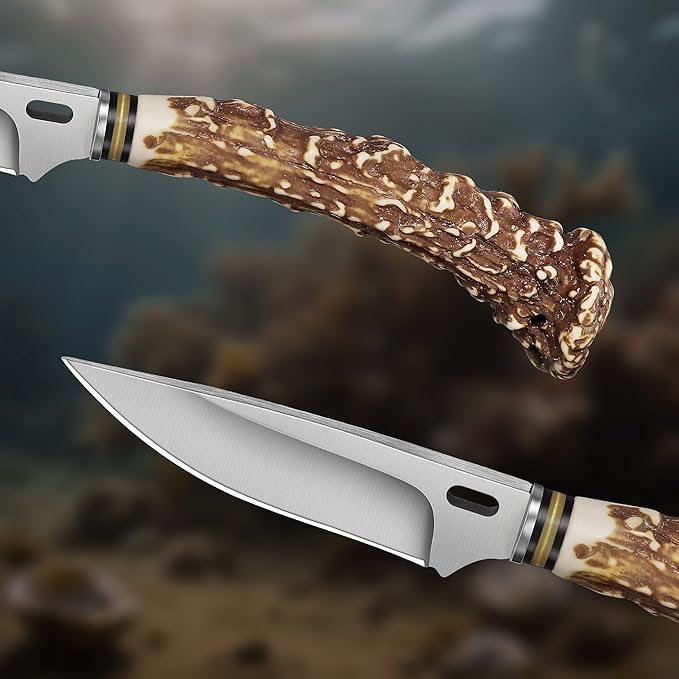 Plys Fixed blade knife, survival knife, Hunting Knife With Leather Sheath, Camping Outdoor Sharp Blade BBQ Knives,Gifts for Men