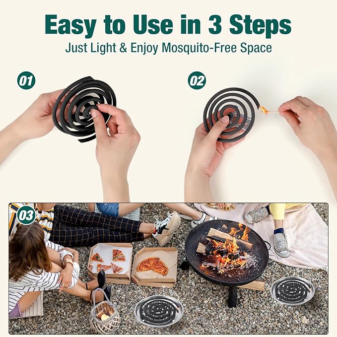 Extra Strong Mosquito Repellent Coils, 24 Pack Large Outdoor Coils, Long Lasting for Yard, Patio, Camping, Garden, Deck & BBQ Areas