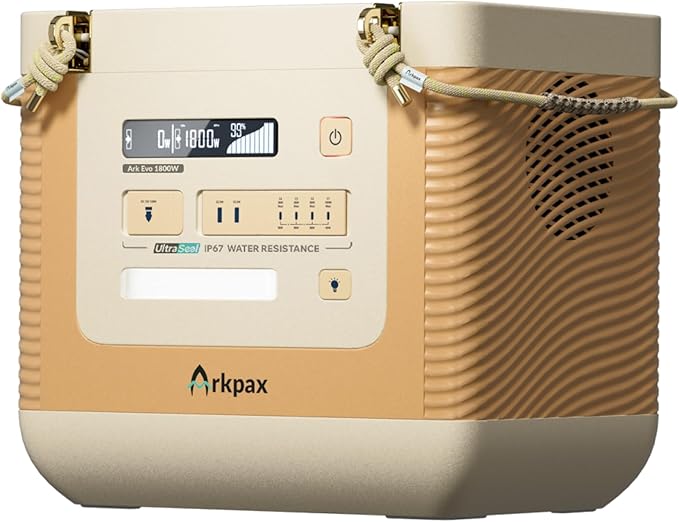 IP67 Waterproof Power Station - 1800W Portable Generator, 1209Wh LFP Battery Portable Solar Generator, 1.5 Hours Fast Recharge, 20ms UPS, Portable Power Station for Watersport, Camping, Home Outage