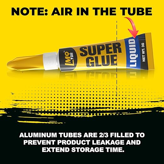 Super Glue 6x3g Liquid CA Glue, Clear Cyanoacrylate Adhesive Single Use for Shoe Sole Repair Ceramic Plastic Model Metal Wood Aquarium Leather Pottery Glass, Food Safe Strong and Instant Bonding